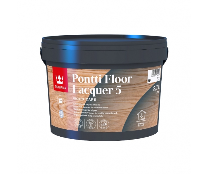 TIKKURILA Pontti Floor Lacquer 5 baza EP 2,7L, Lakier do podłóg drewnianych, głęboki mat