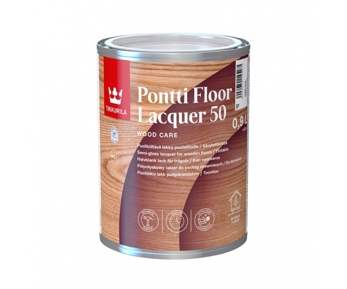 TIKKURILA Pontti Floor Lacquer 50 baza EP 0,9L, lakier do podłóg drewnianych, półpołysk