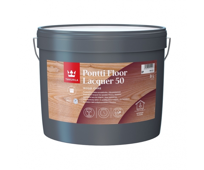 TIKKURILA Pontti Floor Lacquer 50 baza EP 9L, lakier do podłóg drewnianych, półpołysk