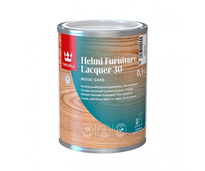 TIKKURILA Helmi Furniture Lacquer 30 baza EP 0,9L półmat, lakier do mebli drewnianych