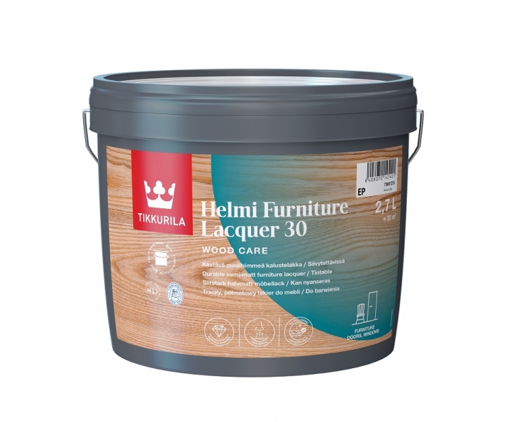 TIKKURILA Helmi Furniture Lacquer 30 baza EP 2,7L półmat, lakier do mebli drewnianych